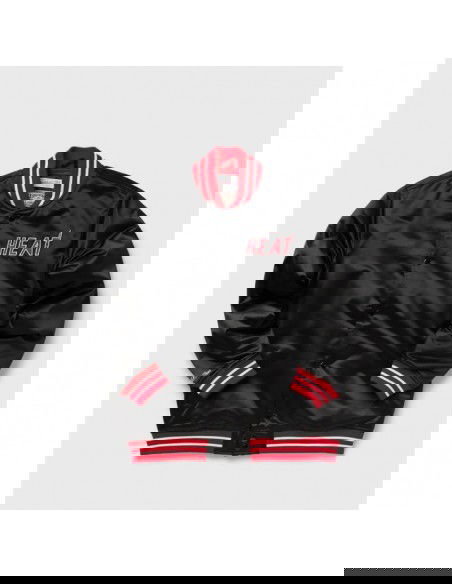 Mitchell Ness NBA Heavyweight Satin Jacket Miami Heat M OJBF3413MHEYYPPPBLCK