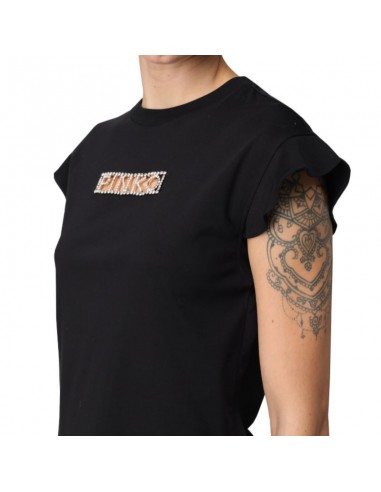 Pinko T-shirt Strepitoso con logo strass nero main image 1