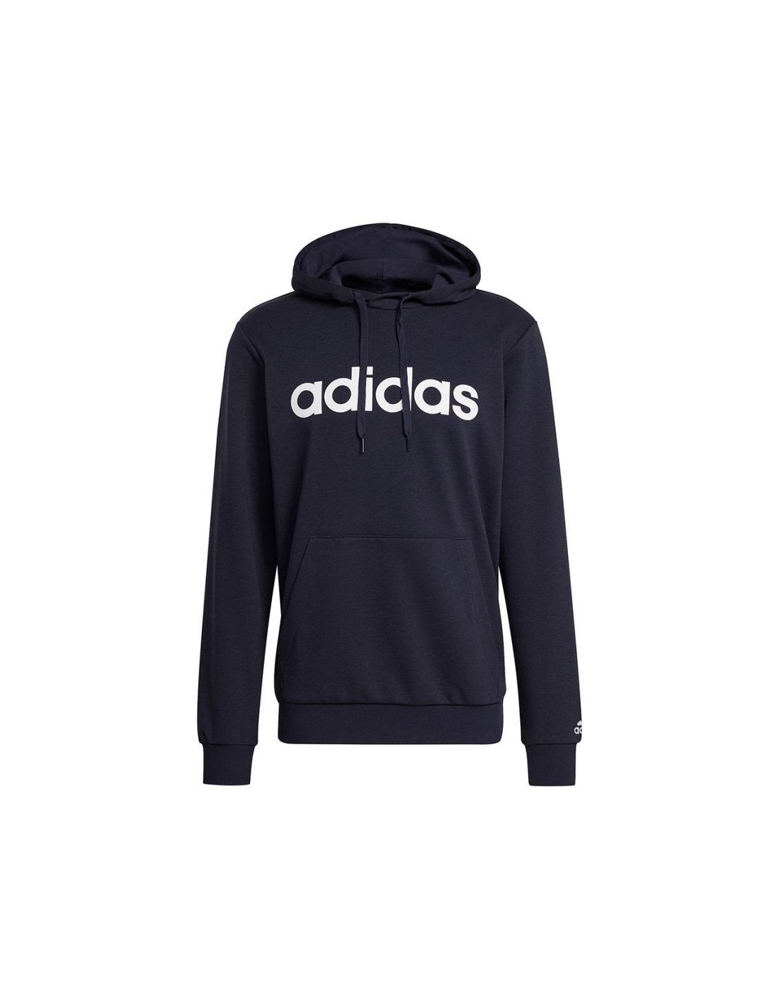 Men's adidas Essentials French Terry Linear Logo Hoodie navy blue GK9066