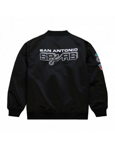 Mitchell Ness Lightweight Satin Bomber San Antonio Spurs M Jacket SJKT6599SASYYPPPBLCK