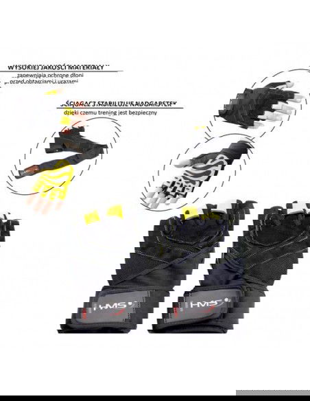 Black Yellow HMS RST01 gym gloves XL