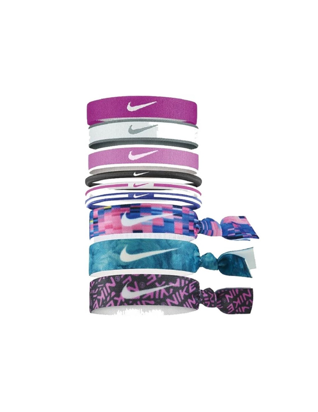 Nike Mixed hair bands 9 pcs 3 widths multicolour