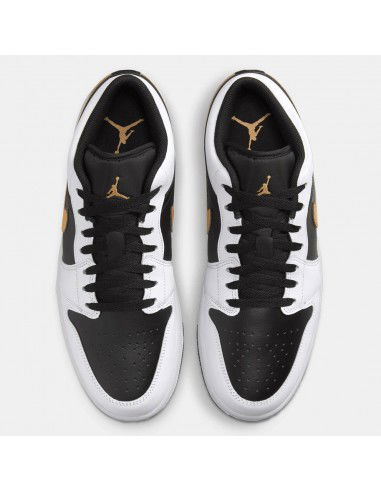 Jordan 1 Low White Black Metallic Gold Swoosh 553558172 MBS