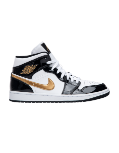 Jordan 1 Mid Patent Black White Gold 852542007 MBS