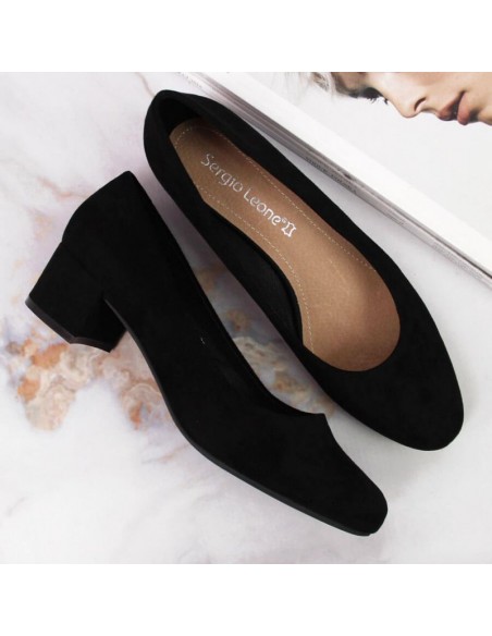 Sergio Leone W SK354C suede block pumps black