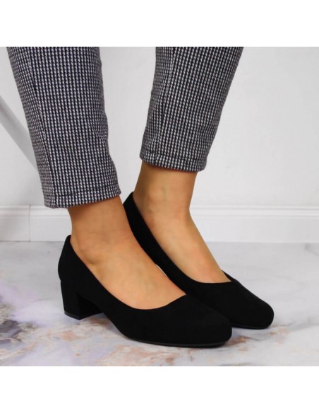 Sergio Leone W SK354C suede block pumps black