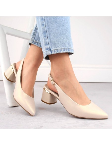 Elegant full sandals Sergio Leone W SK439A beige pearl