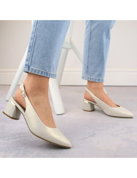 Elegant full Sergio Leone W SK439B pearl sandals