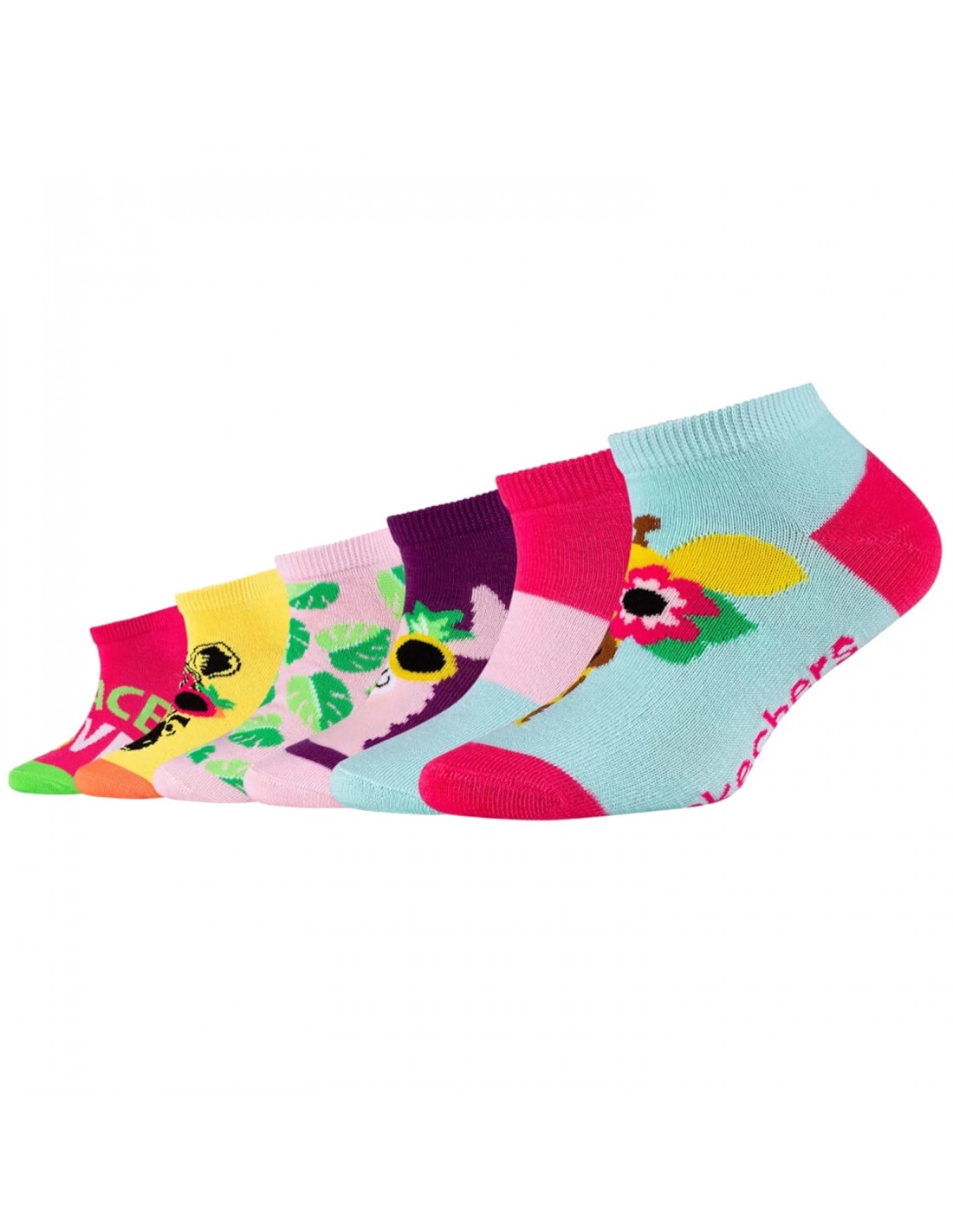 Skechers 6PPK Girls Casual Fancy Sneaker Socks SK430824203