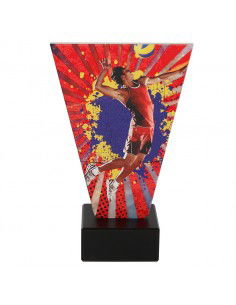 Glass volleyball trophy