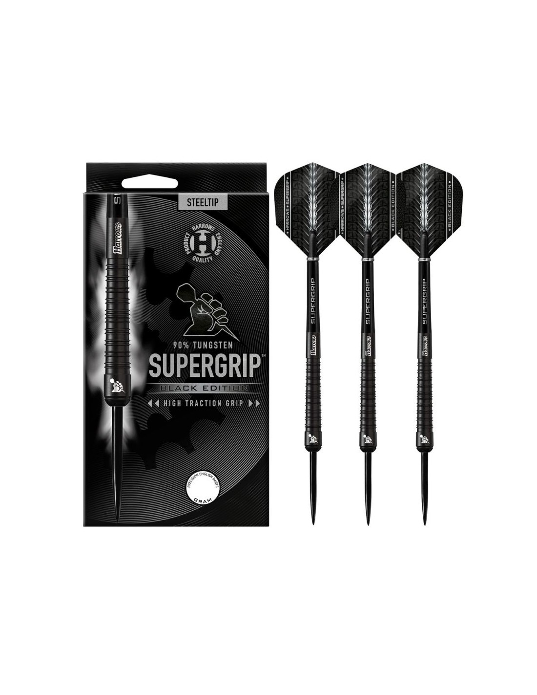 Harrows Supergrip Black darts 90 steeltip SupergripBlack90