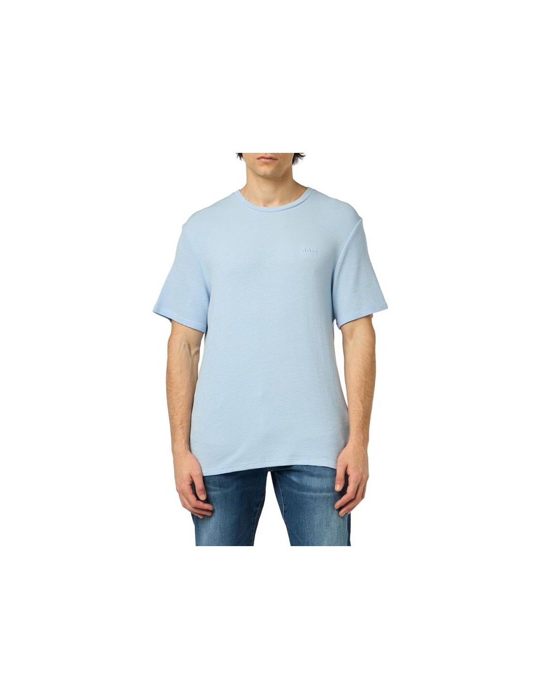 BOSS HOMEWEAR T-SHIRT RIB ΜΑΥΡΟ