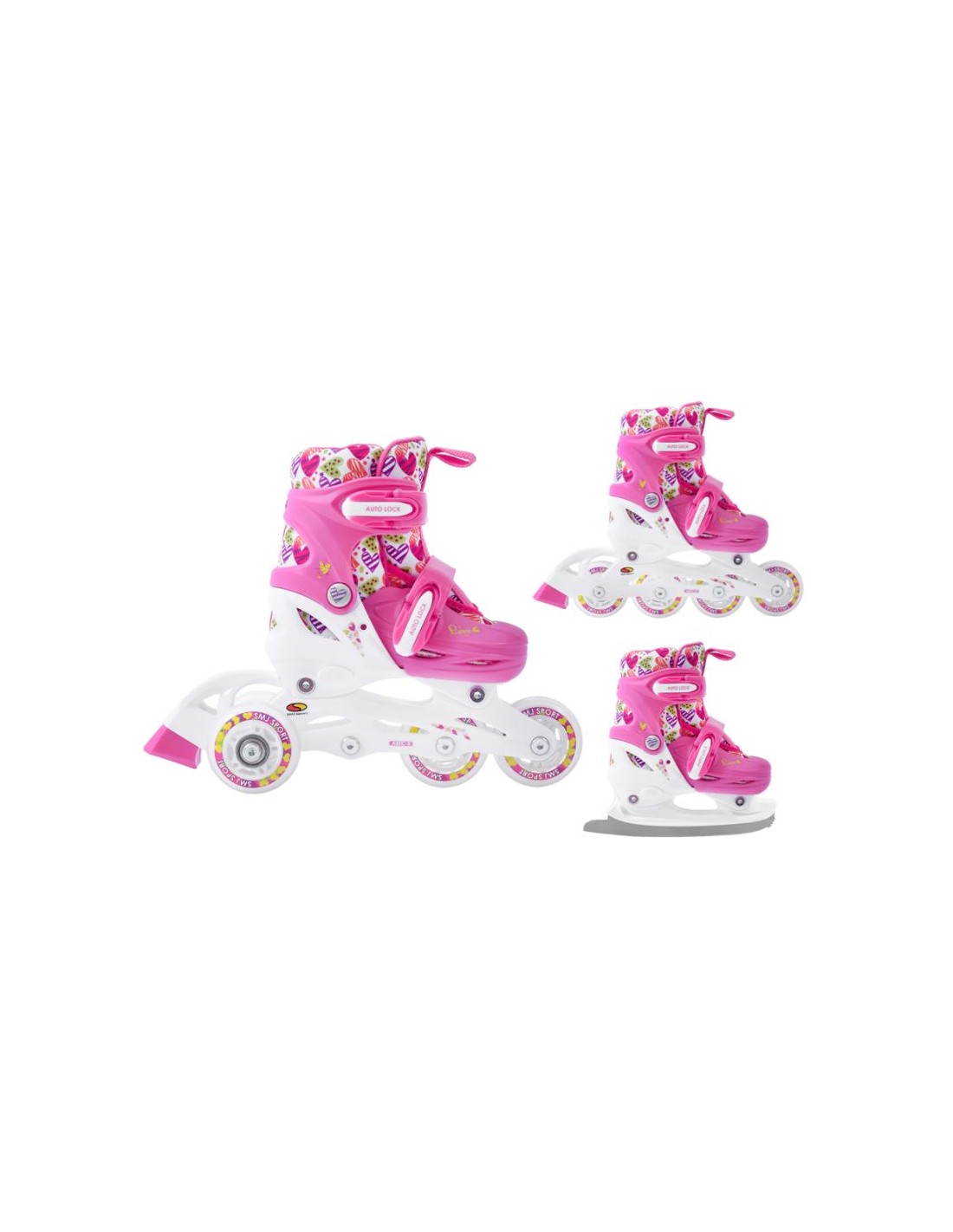 Roller skatesrollersskates adjustable Smj sport Combo Hearts 3in1 Led Jr HSTNK000011510