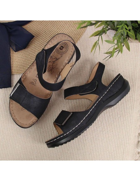 Black eVento W EVE223D wedge sandals