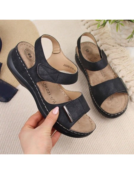 Black eVento W EVE223D wedge sandals