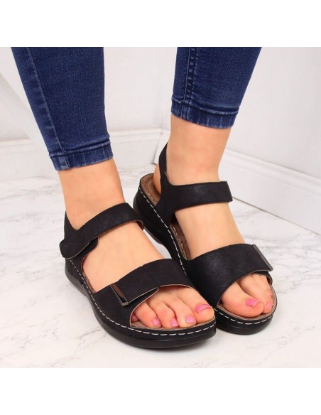Black eVento W EVE223D wedge sandals