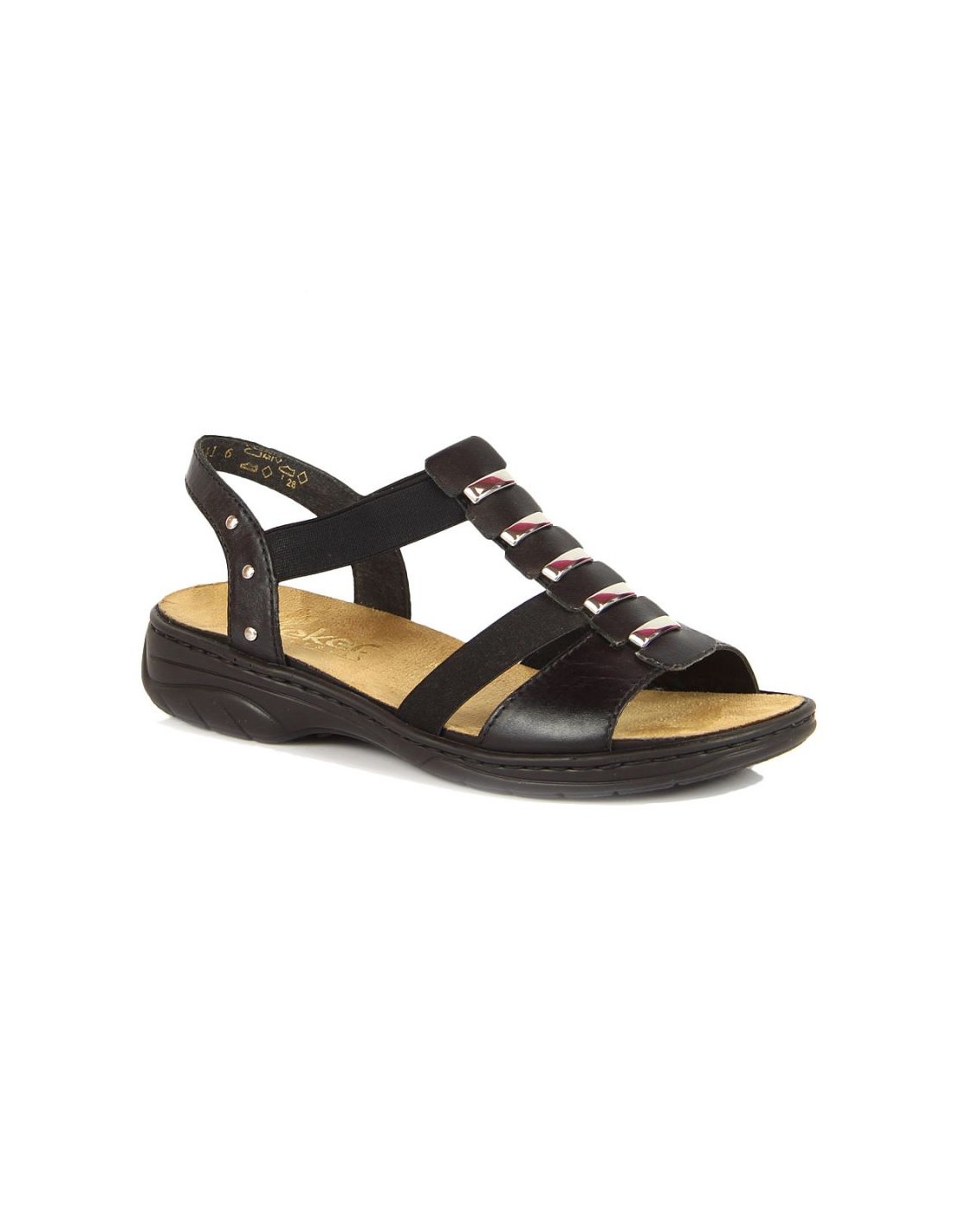 Black leather Roman sandals Rieker W 64580