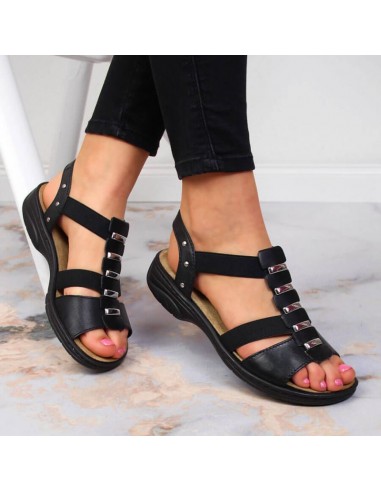 Black leather Roman sandals Rieker W 64580