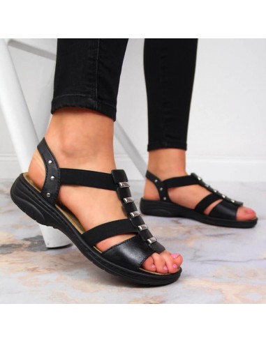Black leather Roman sandals Rieker W 64580