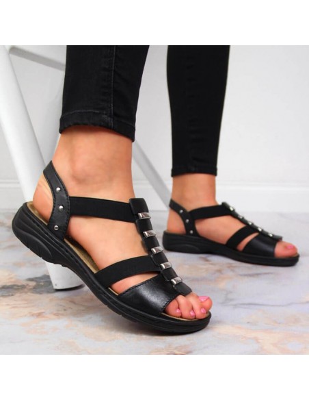 Black leather Roman sandals Rieker W 64580