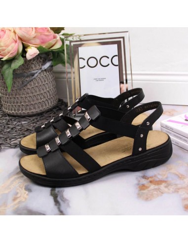 Black leather Roman sandals Rieker W 64580