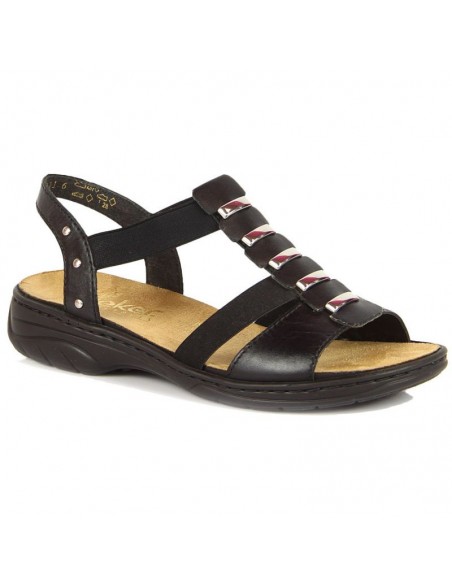 Black leather Roman sandals Rieker W 64580