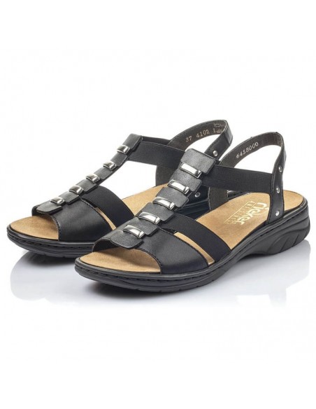 Black leather Roman sandals Rieker W 64580