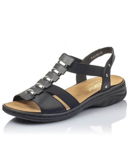 Black leather Roman sandals Rieker W 64580