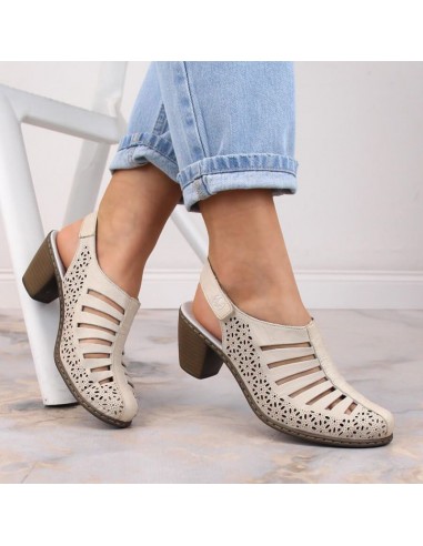 Rieker W RKR49B leather highheeled sandals beige