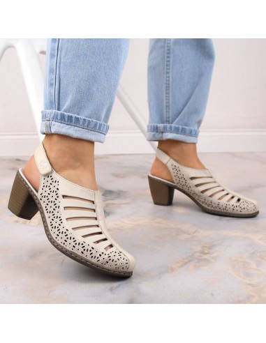 Rieker W RKR49B leather highheeled sandals beige