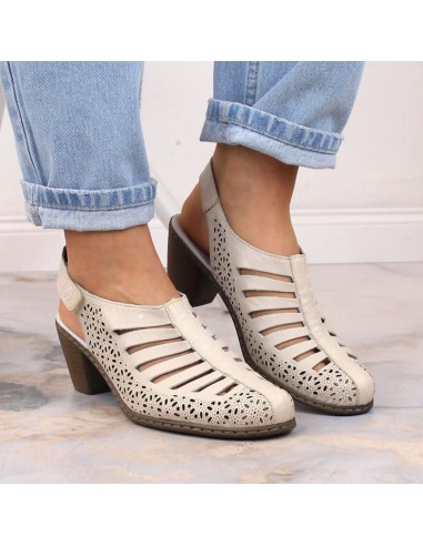 Rieker W RKR49B leather highheeled sandals beige