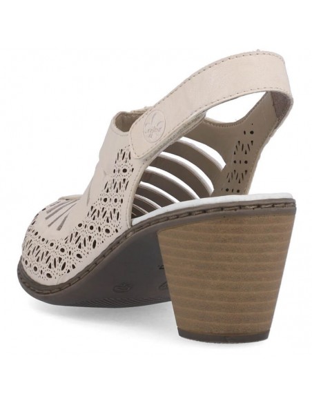 Rieker W RKR49B leather highheeled sandals beige