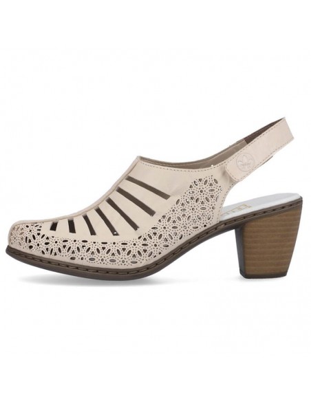 Rieker W RKR49B leather highheeled sandals beige