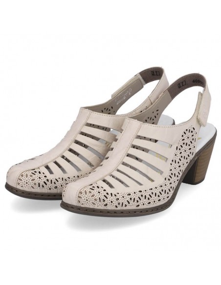 Rieker W RKR49B leather highheeled sandals beige