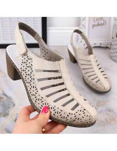 Rieker W RKR49B leather highheeled sandals beige