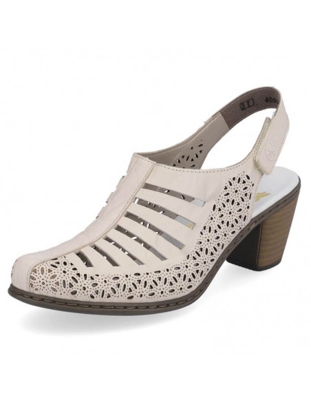Rieker W RKR49B leather highheeled sandals beige
