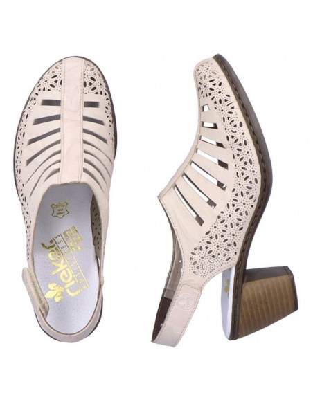 Rieker W RKR49B leather highheeled sandals beige