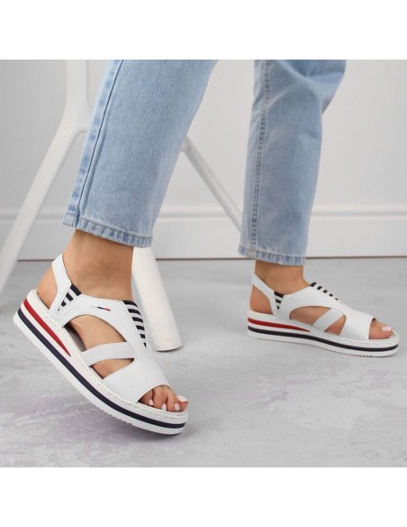 Rieker W V02Y5 wedge sandals white