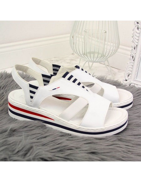 Rieker W V02Y5 wedge sandals white