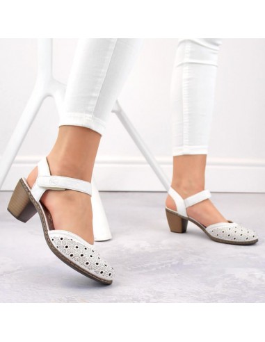Comfortable leather sandals Rieker W RKR650 white