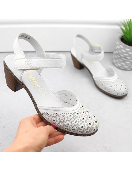 Comfortable leather sandals Rieker W RKR650 white