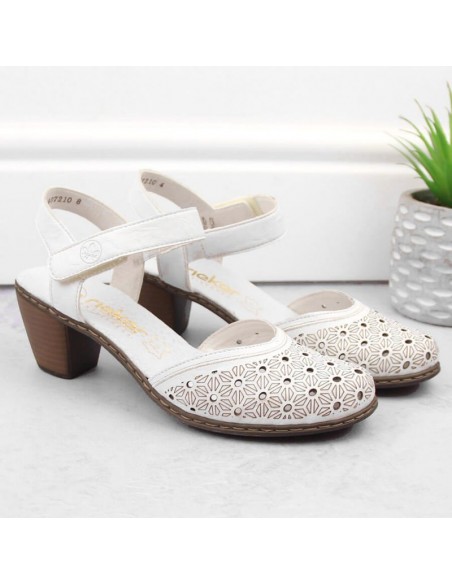 Comfortable leather sandals Rieker W RKR650 white