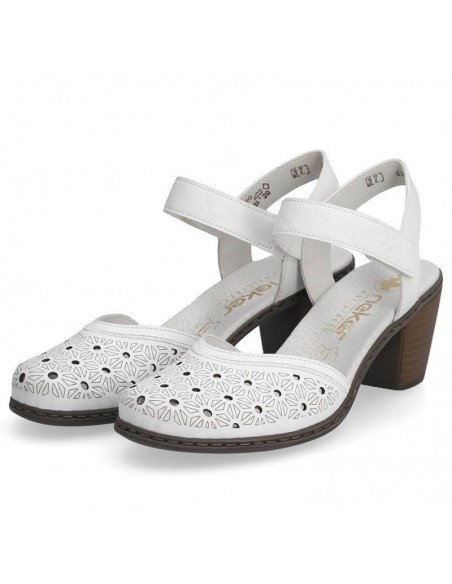 Comfortable leather sandals Rieker W RKR650 white