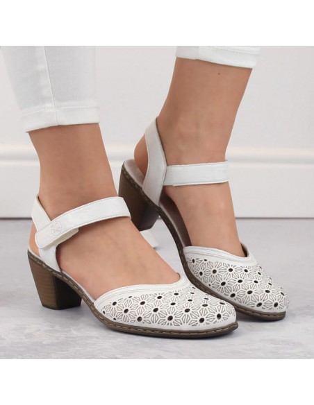 Comfortable leather sandals Rieker W RKR650 white