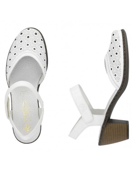 Comfortable leather sandals Rieker W RKR650 white