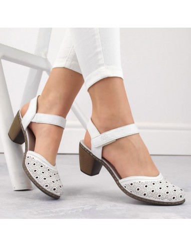 Comfortable leather sandals Rieker W RKR650 white