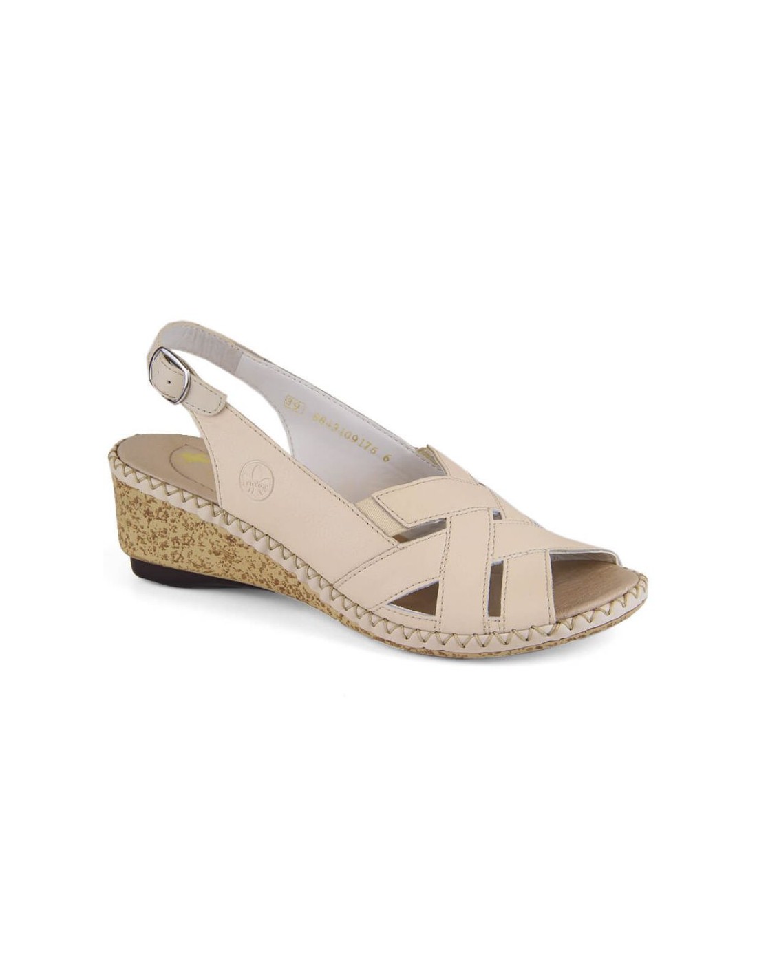 Comfortable leather sandals Rieker W RKR682 beige