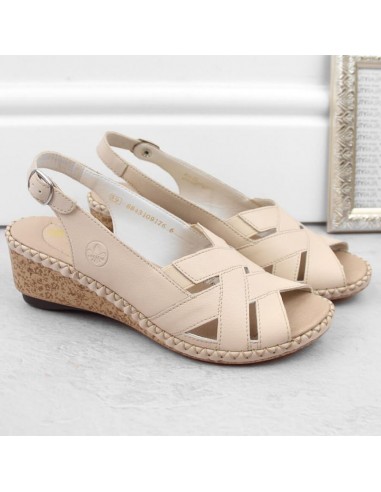 Comfortable leather sandals Rieker W RKR682 beige