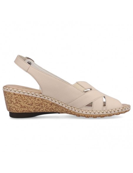 Comfortable leather sandals Rieker W RKR682 beige