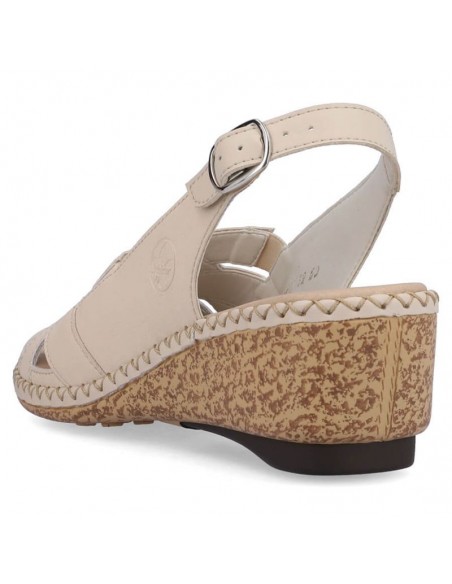 Comfortable leather sandals Rieker W RKR682 beige